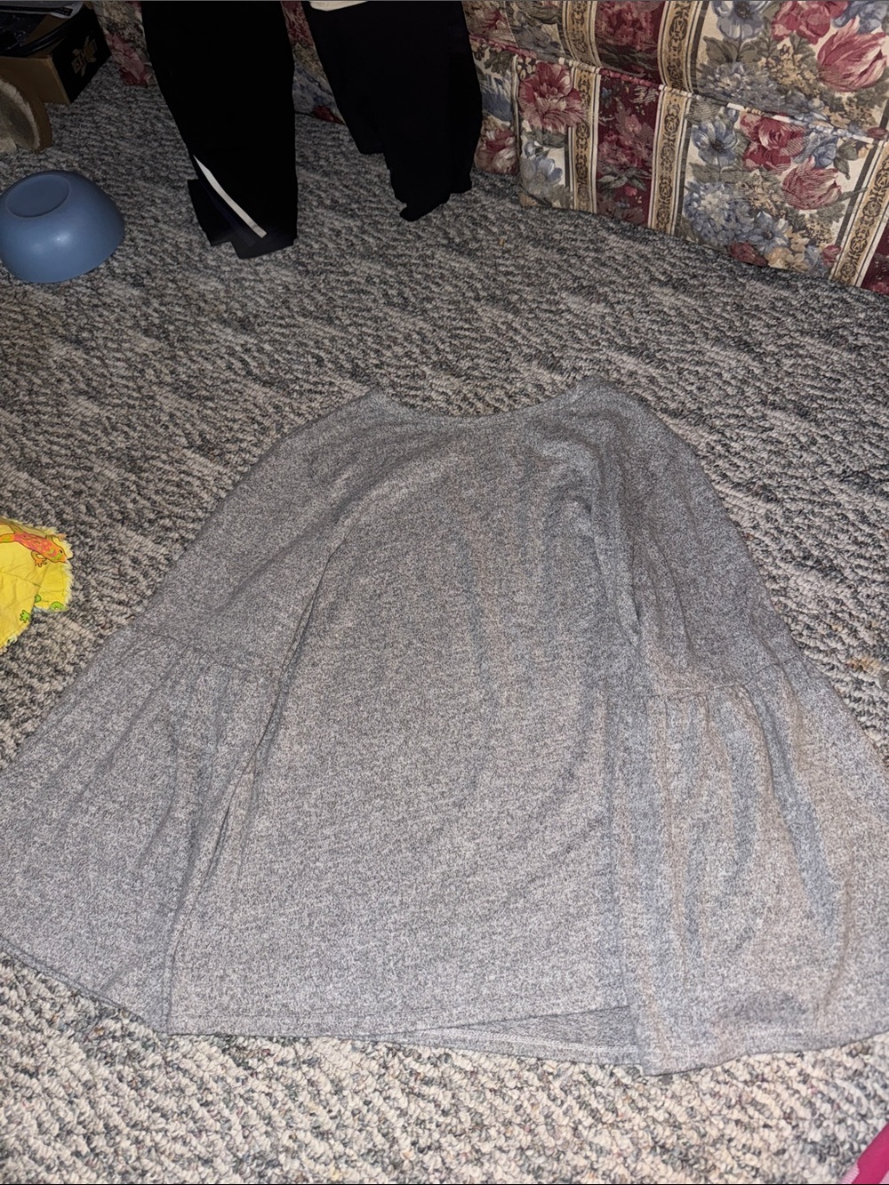 Women's Gray A-Line Top with Soft Draped Sleeves